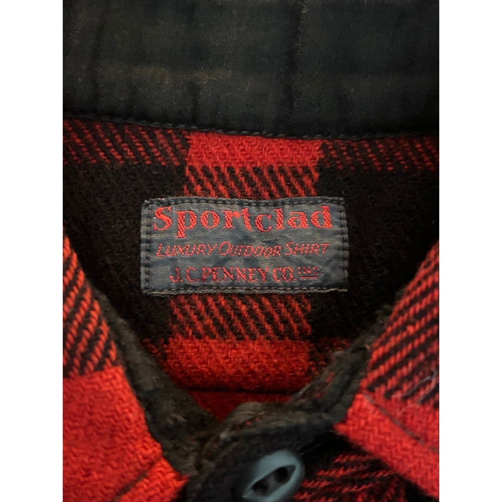 Vintage Sportclad JC Penney Buffalo Plaid Flannel Shirt Red Black L (1210) - Picture 5 of 16